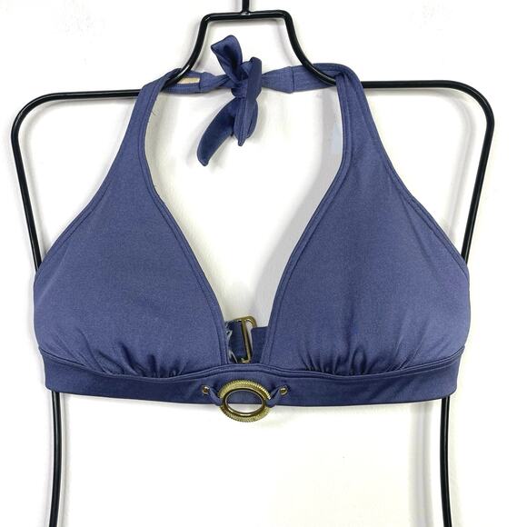 Victorias Secret 2009 Y2K Gold Chain Halter Bikini Swimsuit Swim Purple womens M - Picture 3 of 12